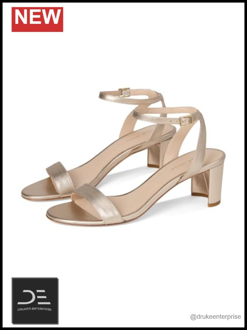 Pelle Moda Moira 2 Heeled Sandals Ankle Strap Adjustable Buckle Padded Footbed